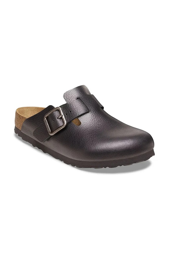 Kožené šľapky Birkenstock Boston Vintage Wood Wire Buckle 1030691 čierna SS26