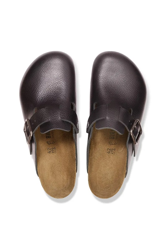 Kožené šľapky Birkenstock Boston Vintage Wood Wire Buckle čierna 1030691
