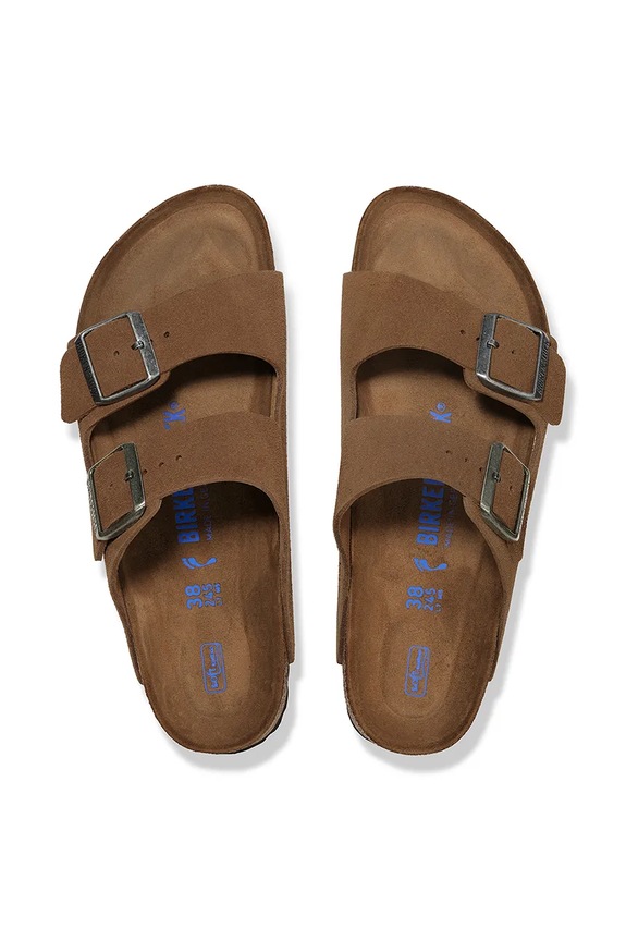 Shoes Birkenstock suede sliders Arizona 1030863 brown