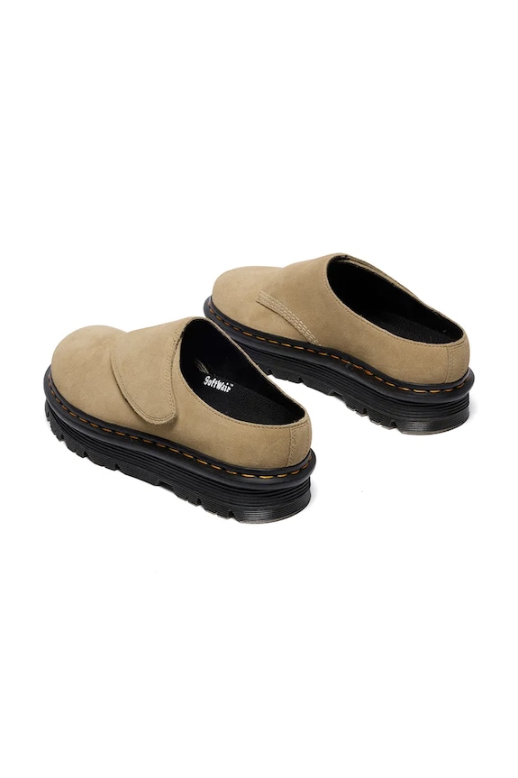 Obuwie Dr. Martens klapki zamszowe ZebZag AnyWair Mule DM41730200 beżowy