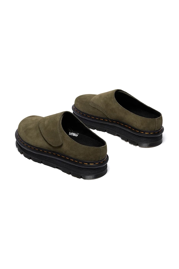 Cipők Dr. Martens papucs velúrból ZebZag AnyWair Mule DM41730300 zöld