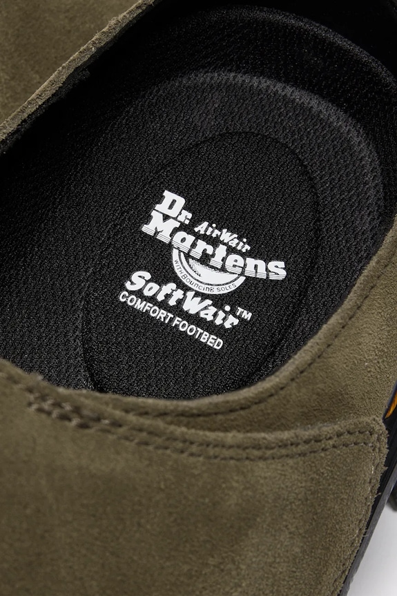 Dr. Martens papucs velúrból ZebZag AnyWair Mule zöld DM41730300