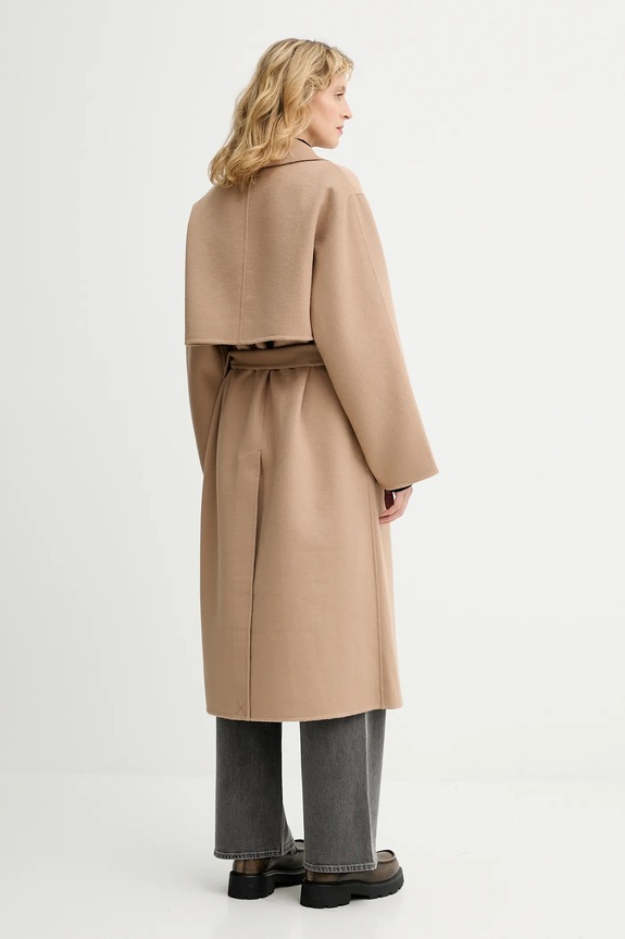 Odzież Calvin Klein płaszcz z dodatkiem wełny LV040WL571 beżowy