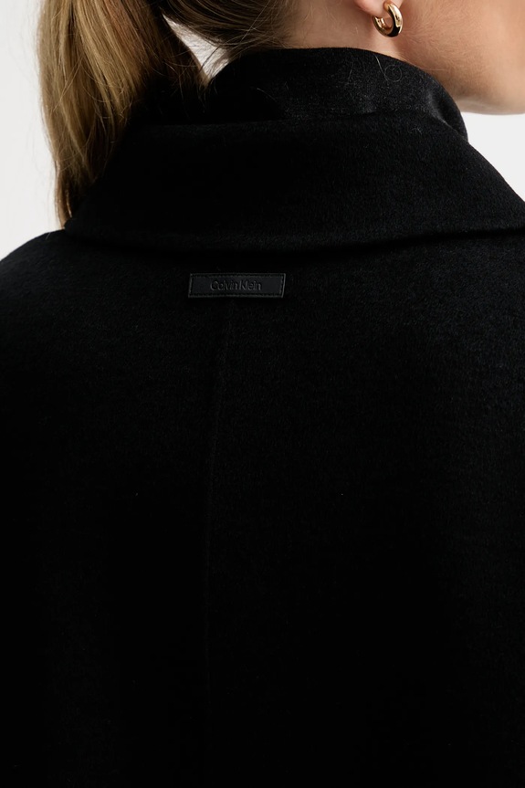 Kabát s prímesou vlny Calvin Klein LV040WL571 čierna