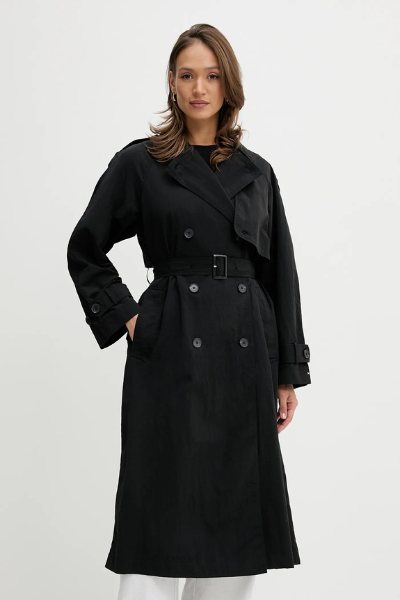 Trenčkot Tommy Hilfiger oversize čierna WW0WW45632