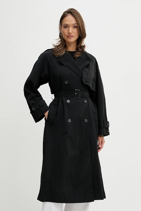 Trenčkot Tommy Hilfiger oversize čierna WW0WW45632