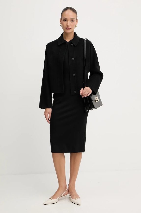 Vlnená bunda BOSS Cafeta_DF 50546091 čierna AW25