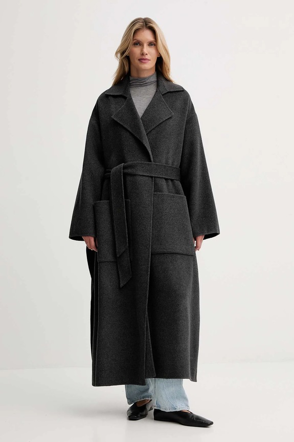 Kabát s prímesou vlny Nanushka oversize sivá NW25PFOW12694