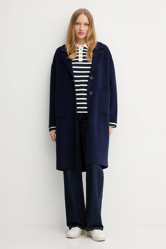 United Colors of Benetton palton de lână 28F7DN082 bleumarin AW25