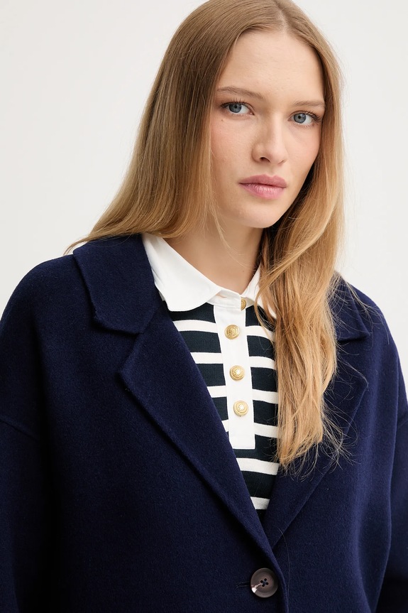 United Colors of Benetton palton de lână bleumarin 28F7DN082