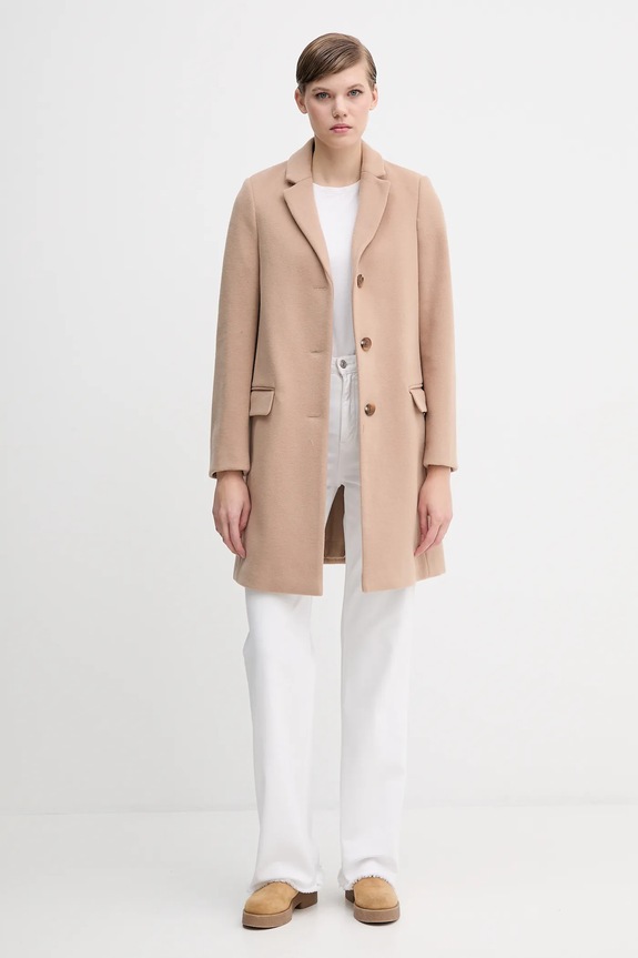 United Colors of Benetton haină cu lână 2V0PDN062 bej AW25