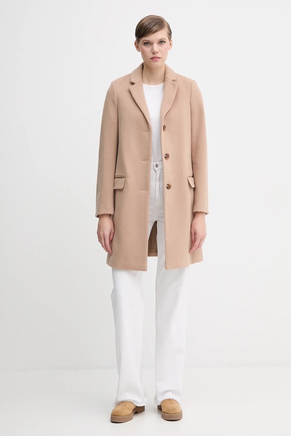 United Colors of Benetton haină cu lână 2V0PDN062 bej AW25