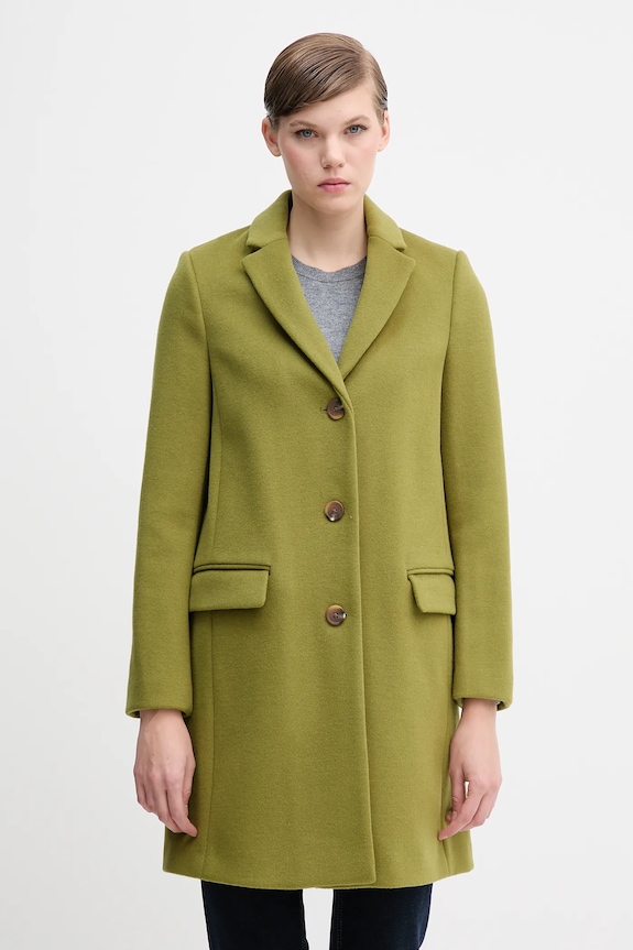 United Colors of Benetton haină cu lână cu captuseala verde 2V0PDN062