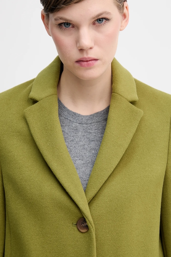 United Colors of Benetton haină cu lână verde 2V0PDN062