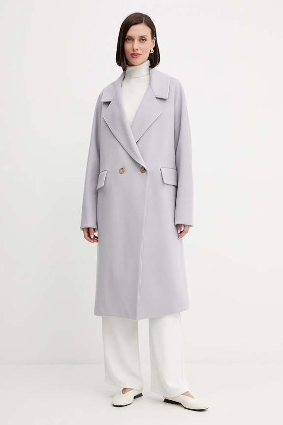 Forte Forte cappotto in lana non isolato violetto 14008.my.coat