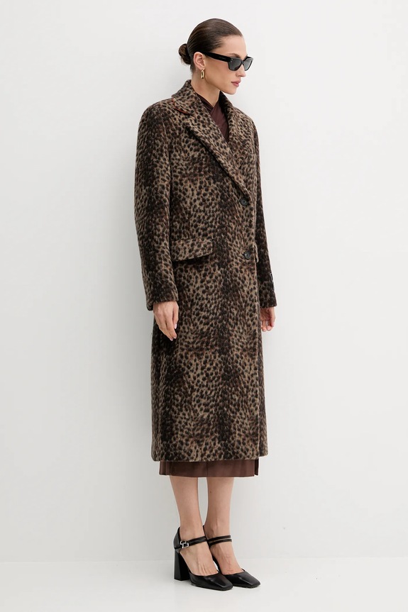 Vlnený kabát MSGM 3941MDC03Y.257609 hnedá AW25