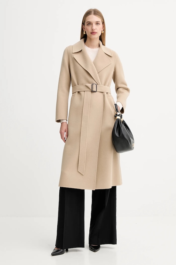 Weekend Max Mara płaszcz wełniany MANU 2525016021600 beżowy AW25