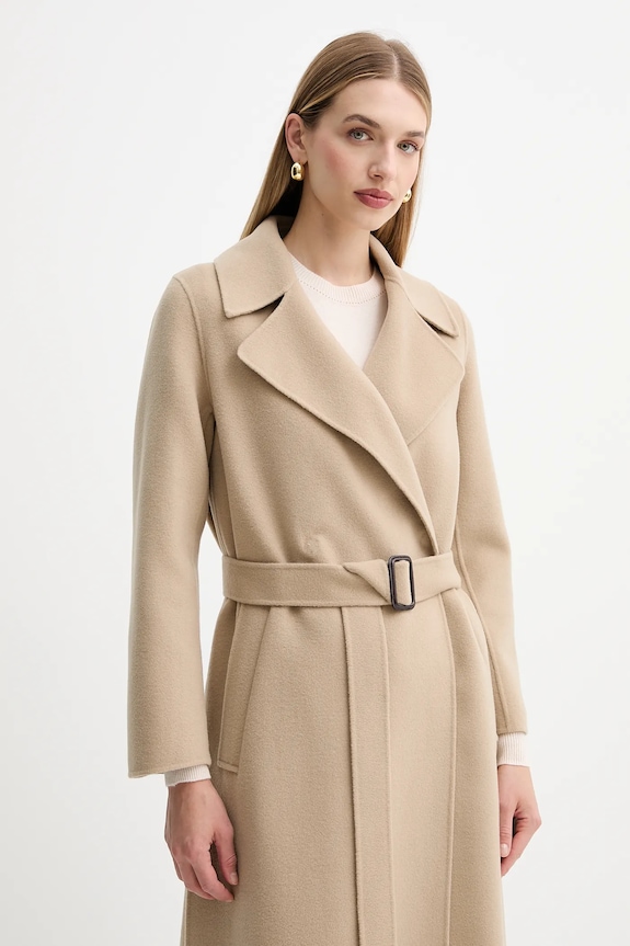 Weekend Max Mara płaszcz wełniany MANU beżowy 2525016021600