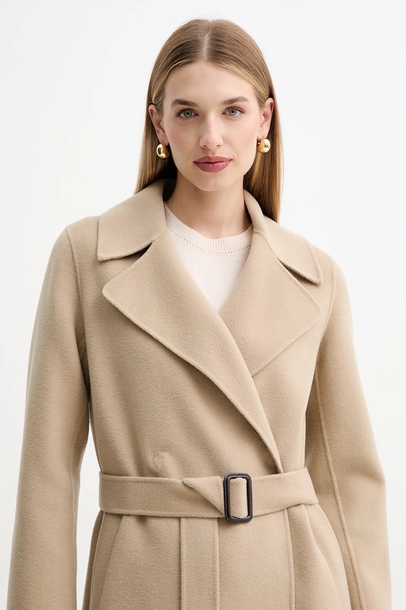 Weekend Max Mara płaszcz wełniany MANU 2525016021600 beżowy