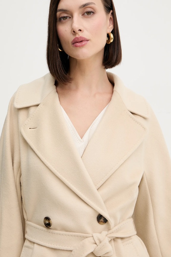 Vlněný kabát Weekend Max Mara RESINA béžová 2525016031600