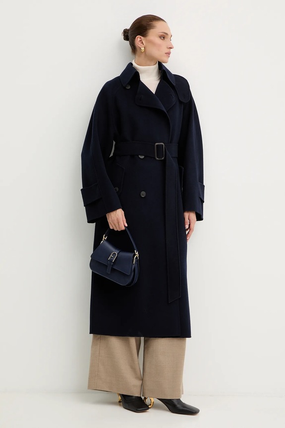 Weekend Max Mara płaszcz wełniany CADINE 2525016022600 granatowy AW25