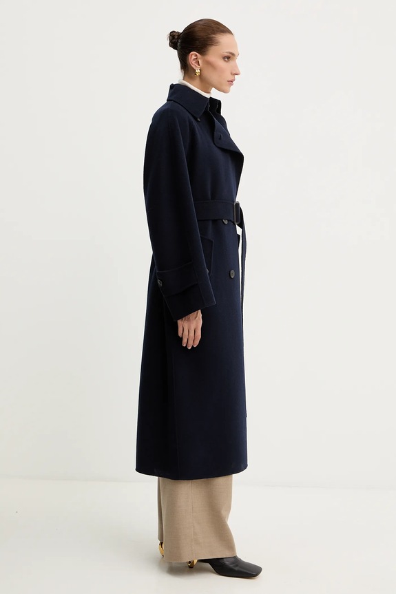 Weekend Max Mara płaszcz wełniany CADINE granatowy 2525016022600