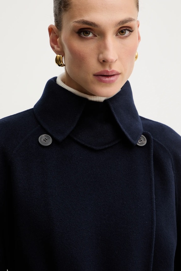 Weekend Max Mara płaszcz wełniany CADINE 2525016022600 granatowy