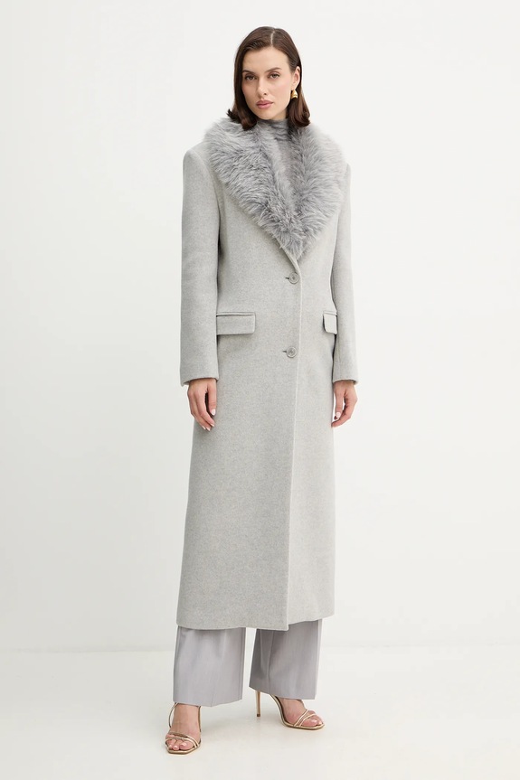 Παλτό με προσθήκη μαλλιού Patrizia Pepe χωρίς μόνωση γκρί 2O0212.A512