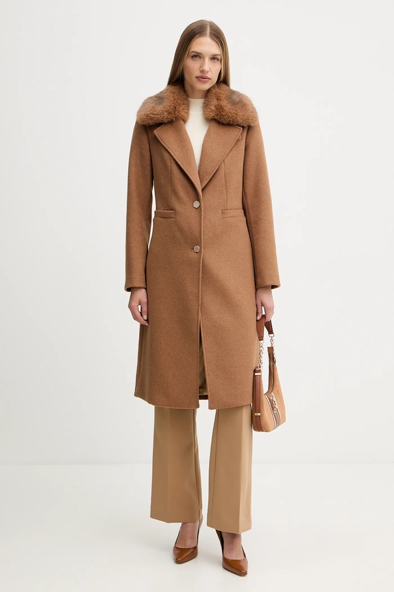 Guess cappotto con lana KAROLE W5BL19.W2642 marrone AW25