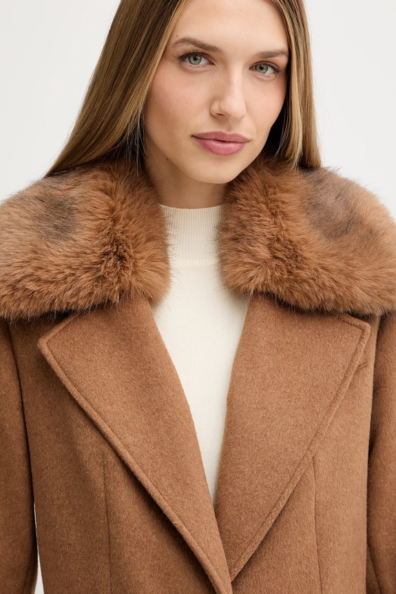 Guess cappotto con lana KAROLE marrone W5BL19.W2642