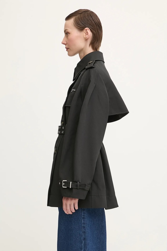 GANNI trencz Heavy Twill Midi Trench W0893 czarny AW25
