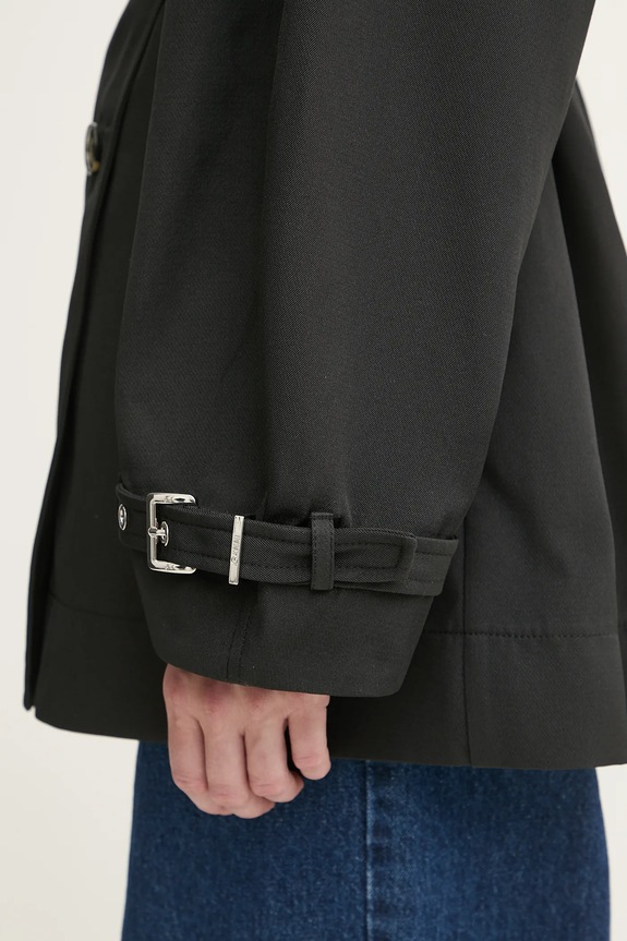 GANNI trencz Heavy Twill Midi Trench W0893 czarny