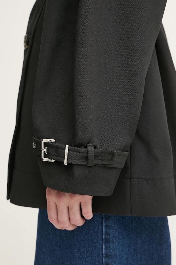 GANNI trencz Heavy Twill Midi Trench W0893 czarny