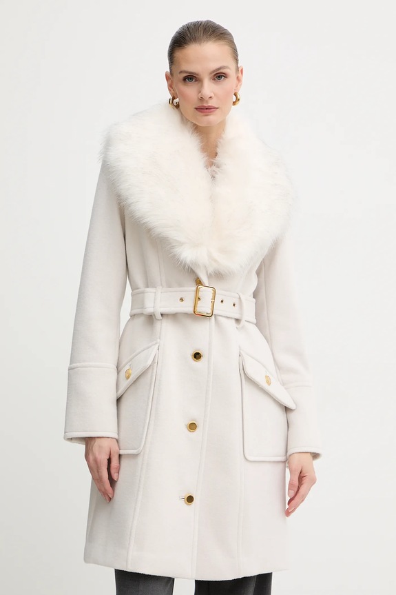Marciano by Guess płaszcz z dodatkiem wełny ALICE bez kaptura beżowy 5BGL26.1799Z