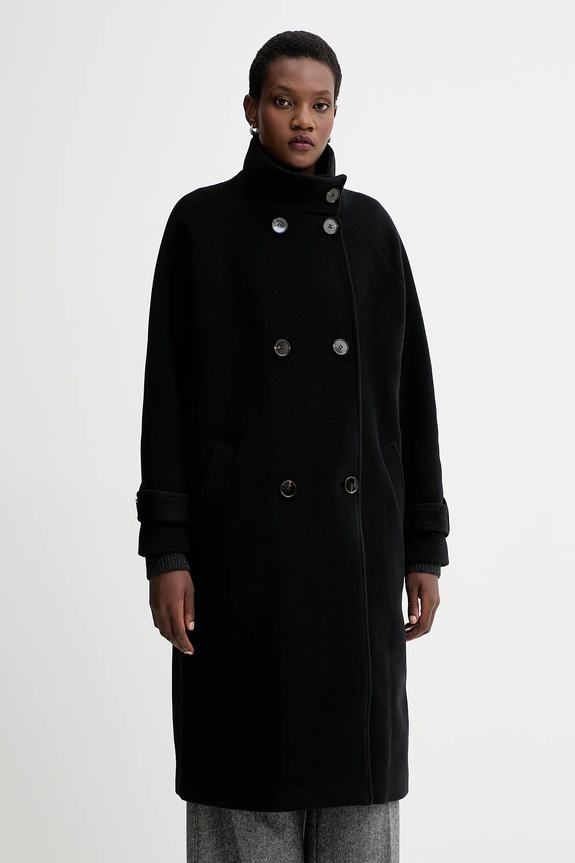 Sessun cappotto con lana senza nero 25112002