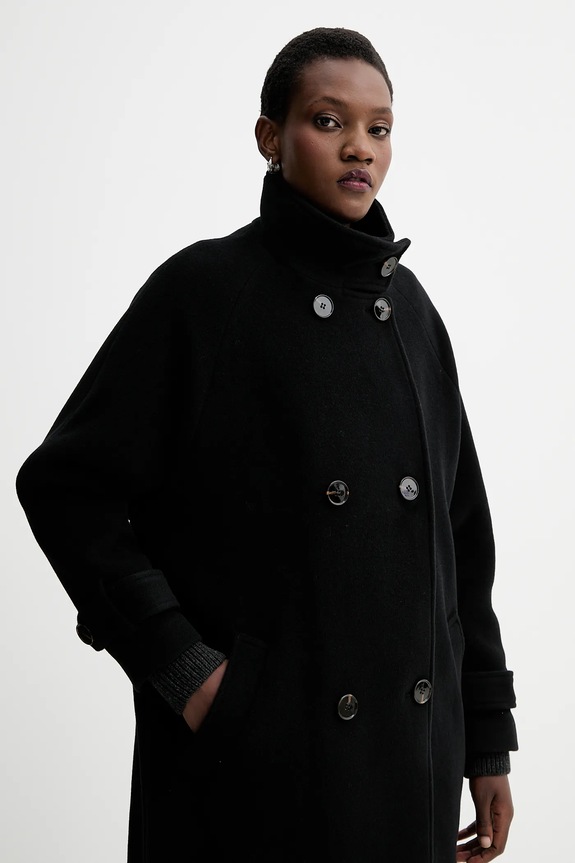Sessun cappotto con lana nero 25112002
