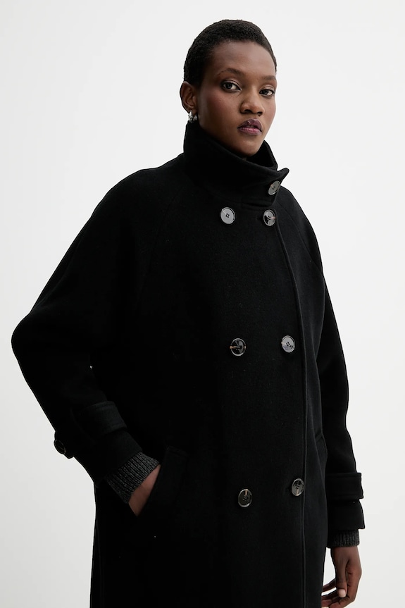 Sessun cappotto con lana nero 25112002
