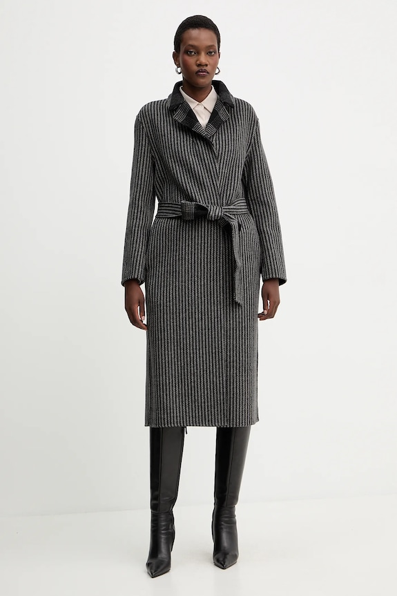 Twinset płaszcz dwustronny z wełną 252TP2080 czarny AW25
