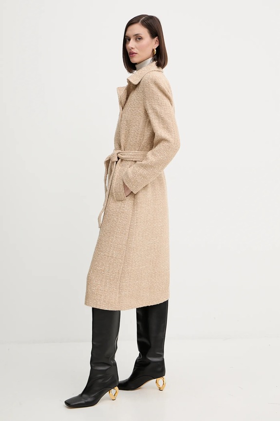 Twinset płaszcz z wełną beżowy 252TP2140