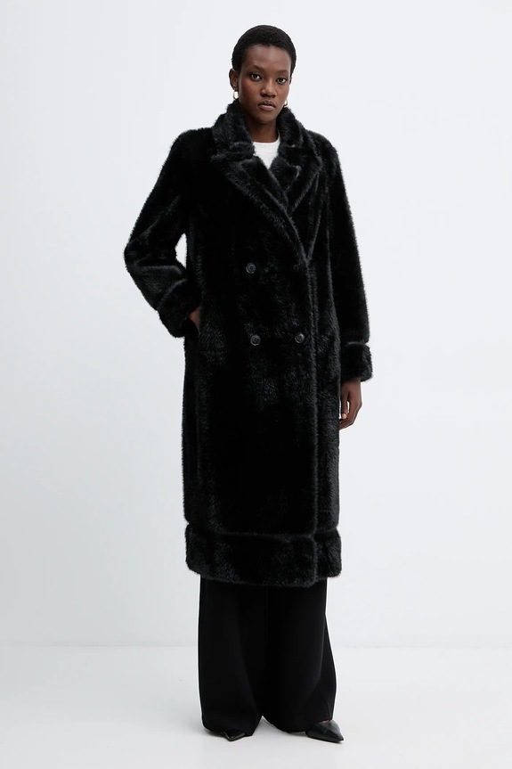 Twinset palton cu captuseala negru 252TT2152