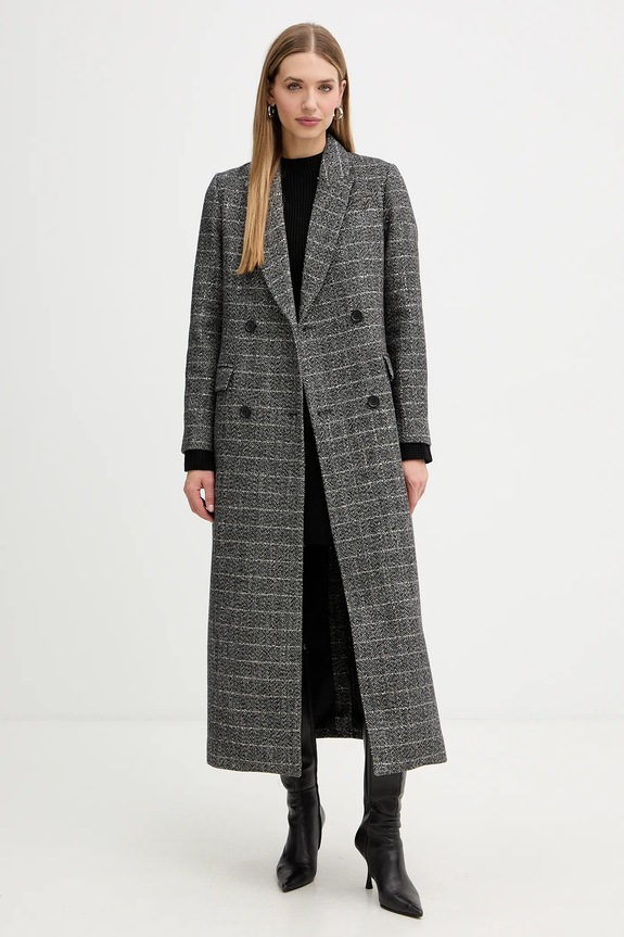 Twinset płaszcz z dodatkiem wełny 252TT2041 szary AW25
