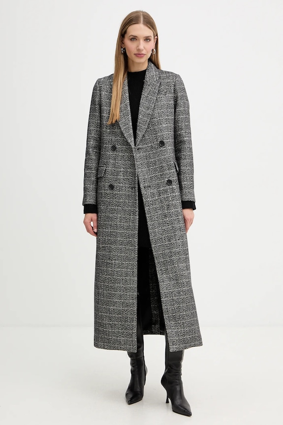 Twinset płaszcz z dodatkiem wełny 252TT2041 szary AW25