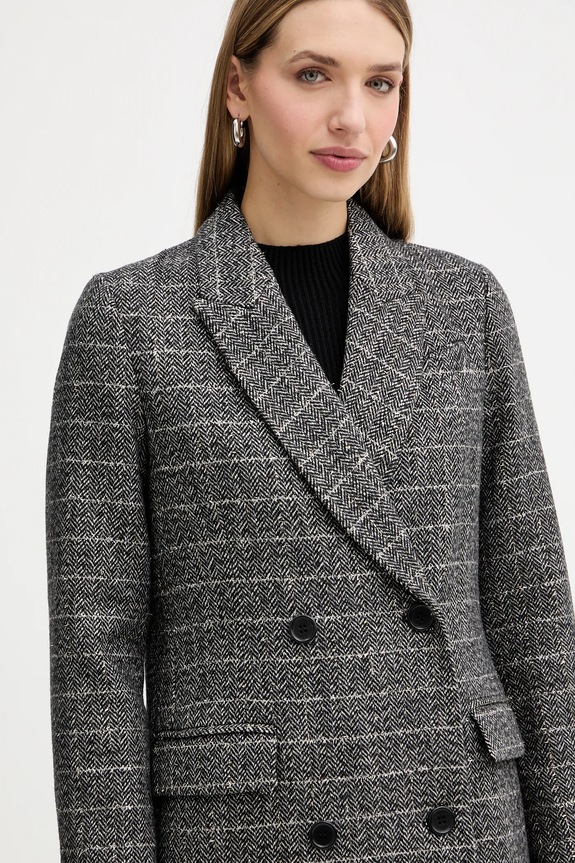Twinset płaszcz z dodatkiem wełny szary 252TT2041