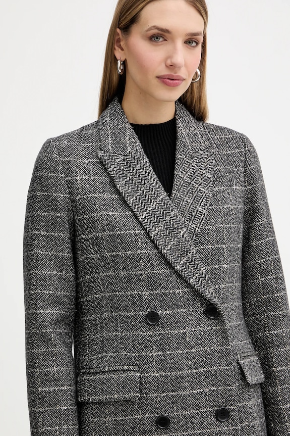 Twinset płaszcz z dodatkiem wełny szary 252TT2041