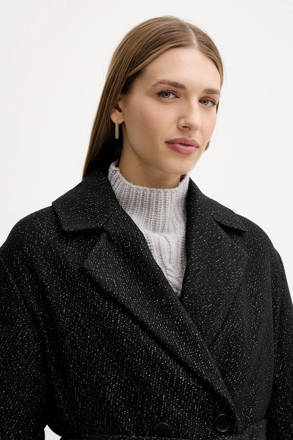 Παλτό από μείγμα μαλλιού Twinset 252TT2040 μαύρο