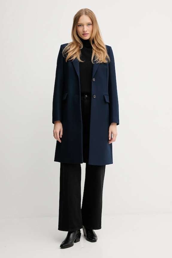 Tommy Hilfiger palton din amestec de lână WW0WW46547 bleumarin AW25