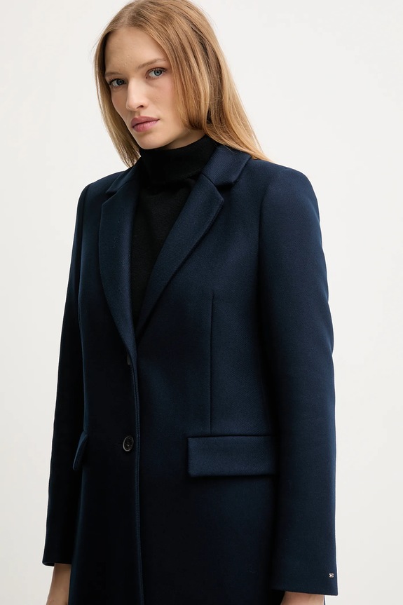 Tommy Hilfiger palton din amestec de lână bleumarin WW0WW46547