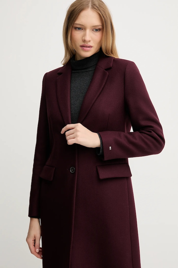 Tommy Hilfiger cappotto con lana granata WW0WW46547