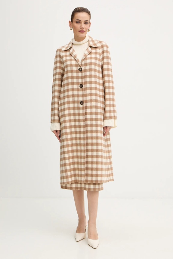Kabát s prímesou vlny Luisa Spagnoli nezateplené béžová 542670