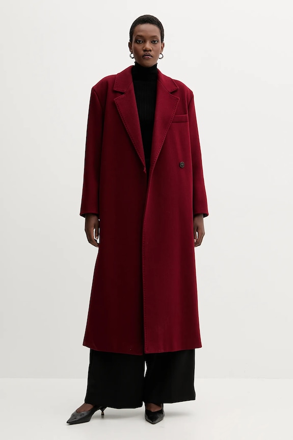 Kabát s vlnou Marella 2523016082200 burgundské AW25